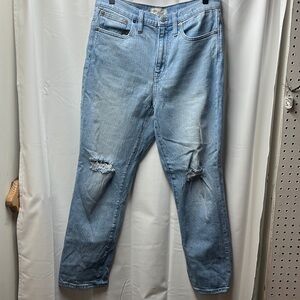 Madewell Light Wash High Distressed Rise Slim Crop BoyJean- 28